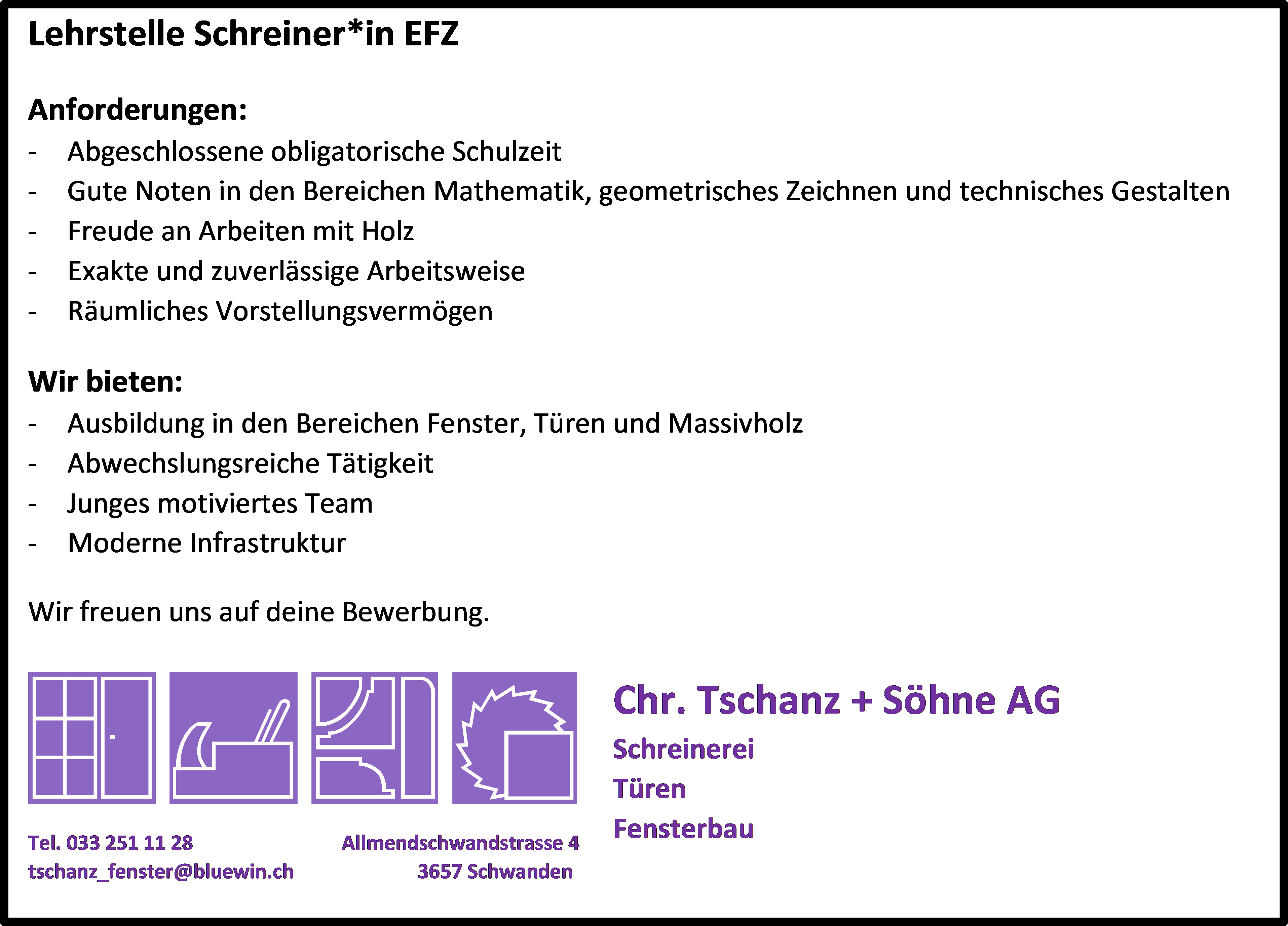 Inserat Lehrling